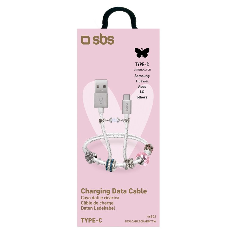 USB to Type-C data and charging cable with charm