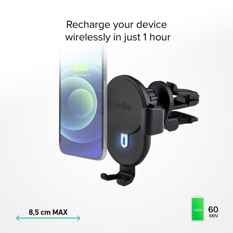 Car holder with 10W wireless charging and Gravity lock