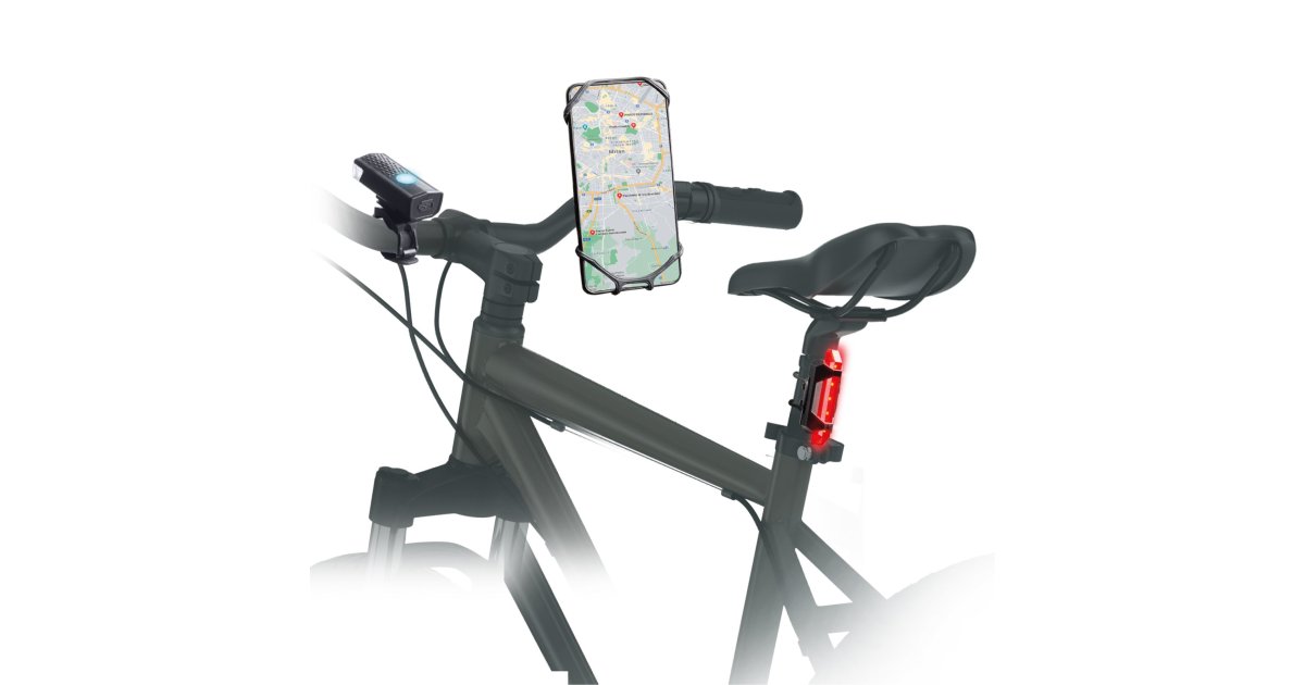 Fahrradkit mit kabelloser Beleuchtung und Handyhalterung