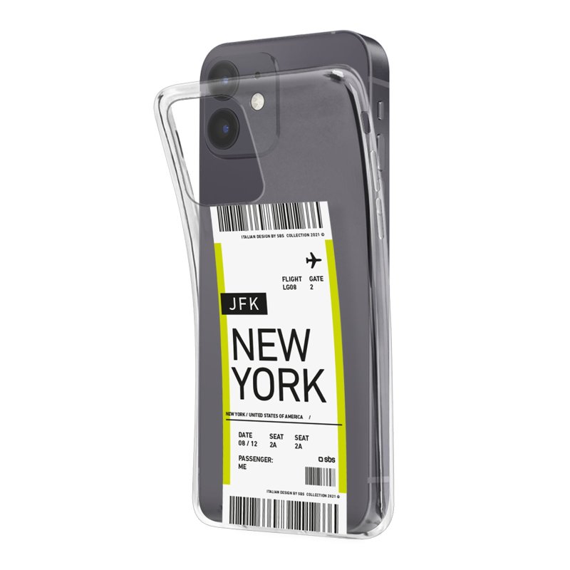 Transparent soft cover with airline ticket texture for iPhone 12/12 Pro