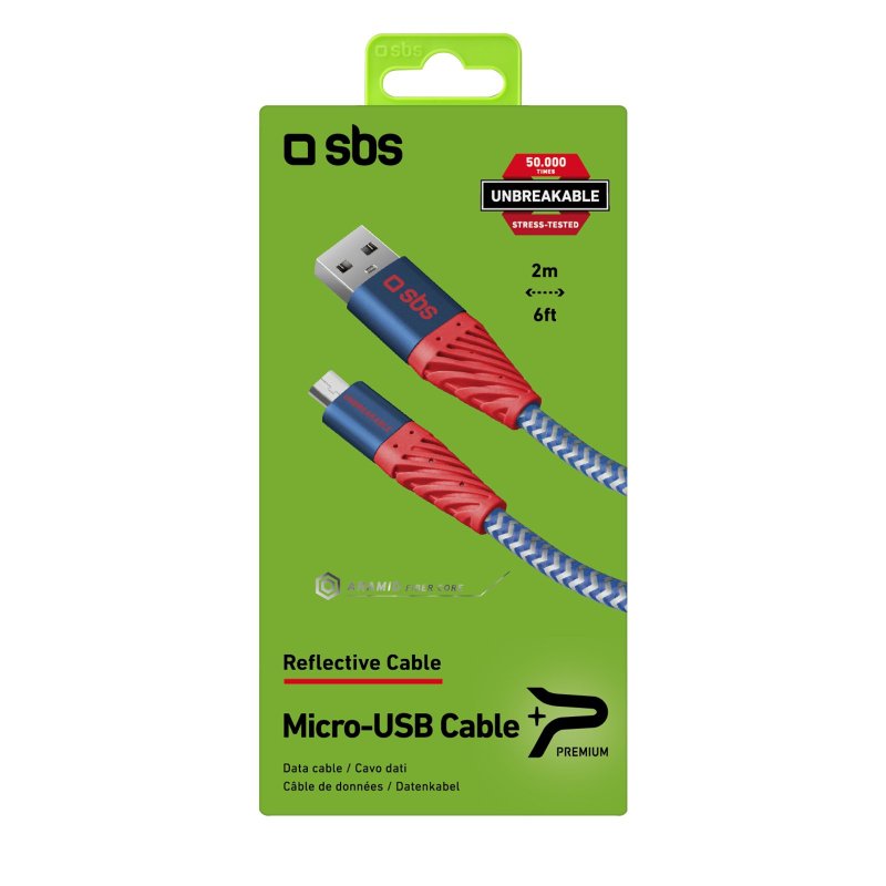 USB 2.0 Aramid Fibre Reflective Cable - Micro USB