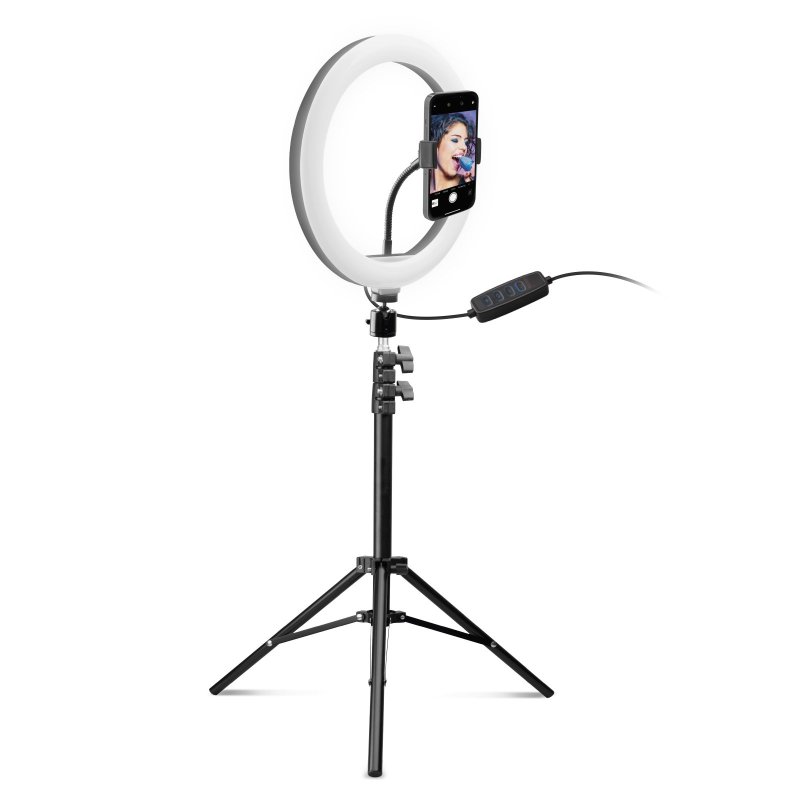 Trípode con aro de luz led, móvil no incluido, Selfie Ring Flash CELLULAR  LINE