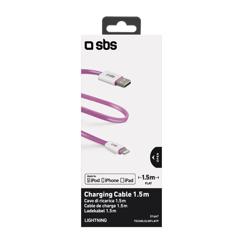 Flat charging cable with Lightning connector