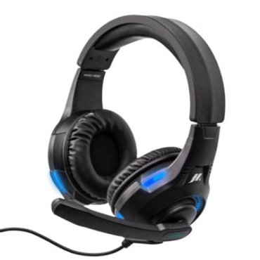 Wired gaming headset with integrated microphone and lights
