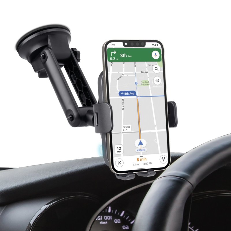 Windscreen and dashboard car mount with 15W wireless charging