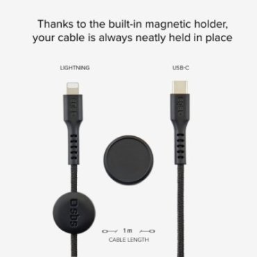 USB-C - Lightning cable with magnetic holder