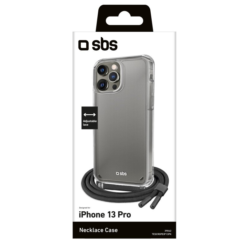 Transparent cover with coloured neck strap for iPhone 13 Pro