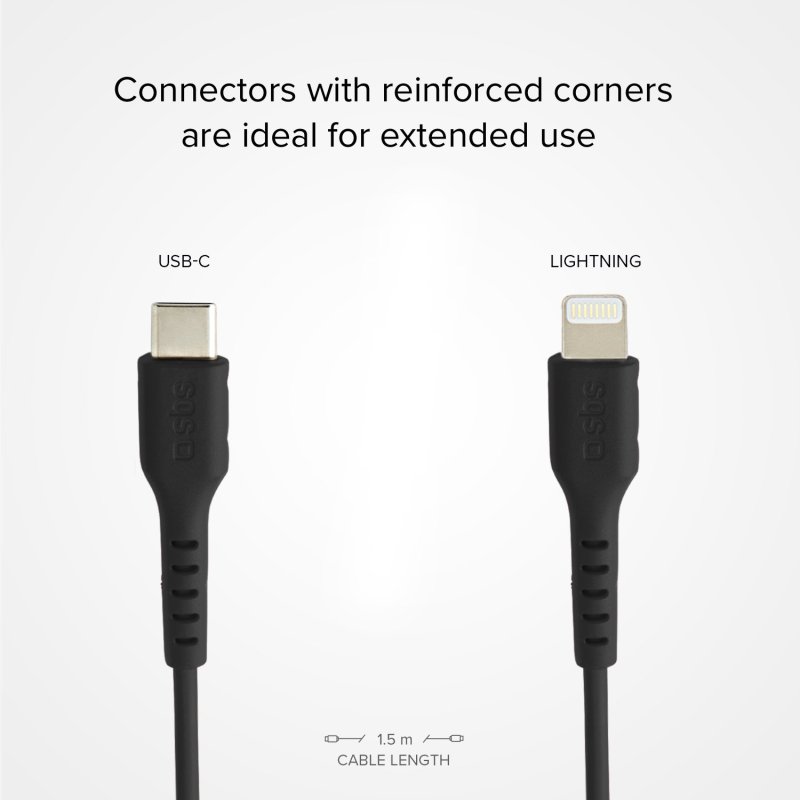 USB-C - Lightning cable for data and charging