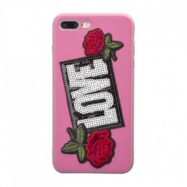 Cover con patch Love per iPhone 8 Plus/7 Plus