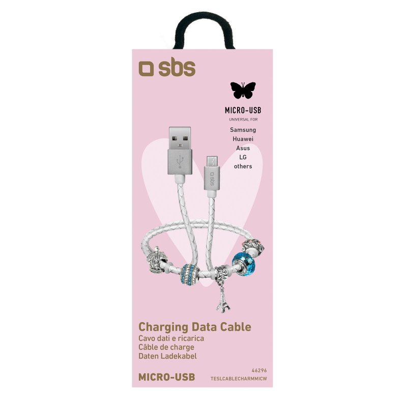 USB to Micro-USB data and charging cable with charm