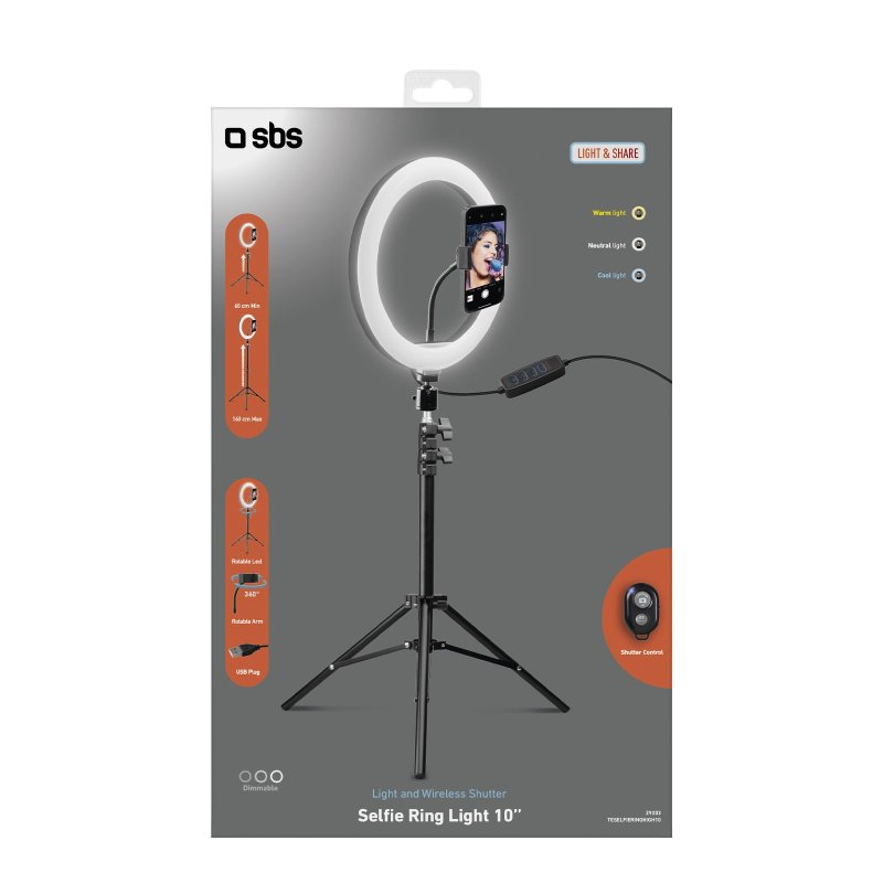 LED ring with an extendable tripod