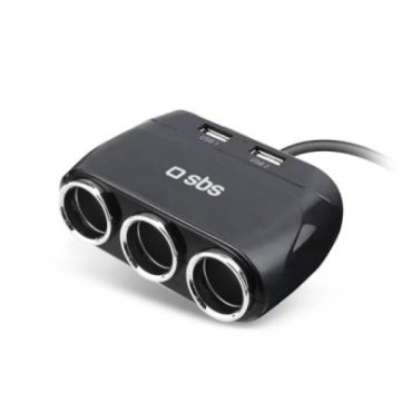 Multi-socket car charger with two USB ports