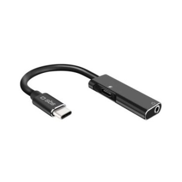 USB-C male to 3.5mm jack female adapter with USB-C charging port