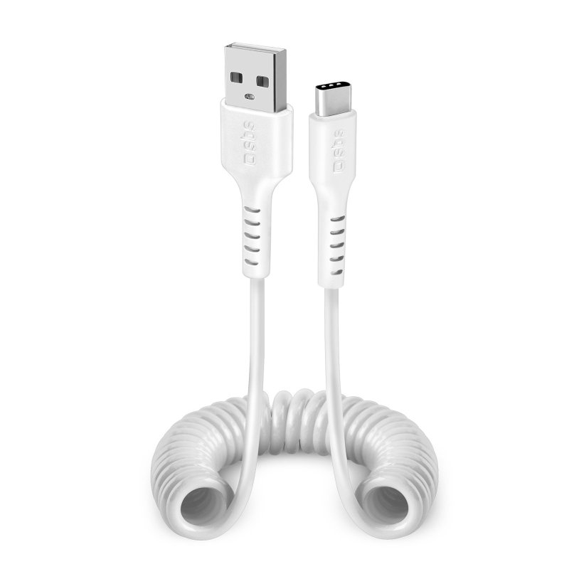 Câble spiralé USB-Type C pour données et recharge