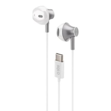 Semi-in-ear, metal earphones with USB-C connector and built-in controls