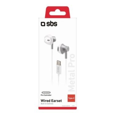 Semi-in-ear, metal earphones with USB-C connector and built-in controls