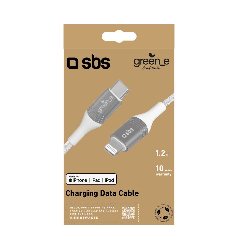 USB-C - Lightning charging and data cable with recycling kit