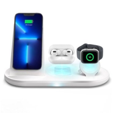 Cargador QI Wireless con soporte para smartphones, auriculares y Apple Watch