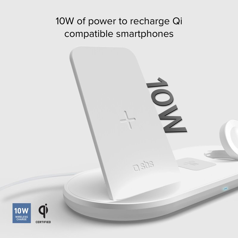QI wireless charger with stand for smartphones, earphones and Apple Watches