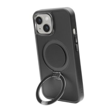 Cover compatibile con ricarica MagSafe con finiture in metallo e anello con funzione stand per iPhone 14/13