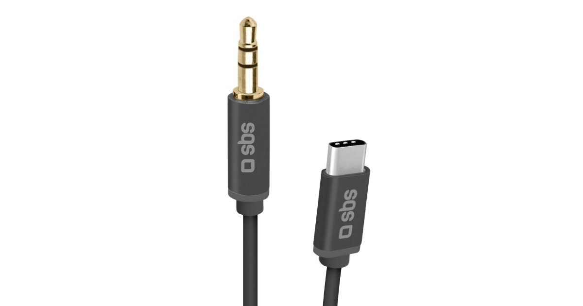 Audio Jack 3.5mm Male to Type-C Male Cable USB C to 3.5mm Jack Cable - 1m  Black