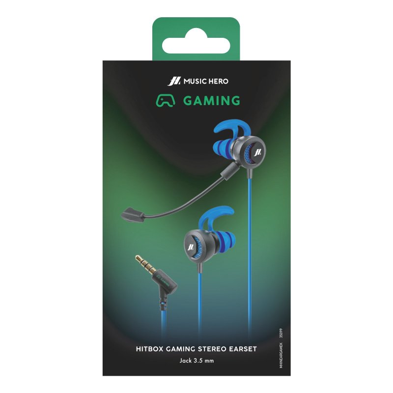 Wired gaming earphones with hooks and detachable microphone