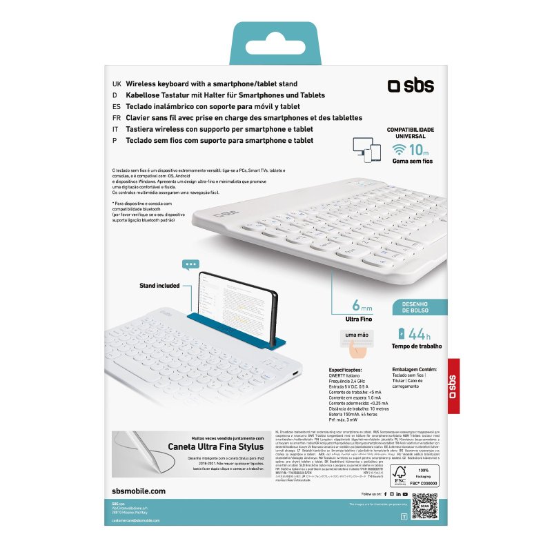 Portuguese wireless QWERTY keyboard with stand function