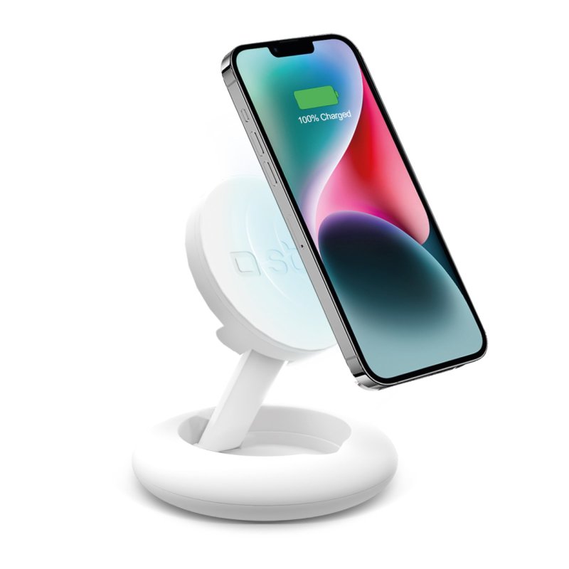 Desktop stand with integrated wireless charger