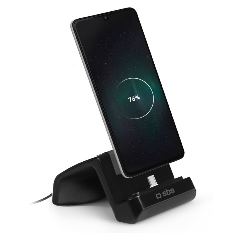 Table stand with recharge function for smartphone with Micro-USB connector
