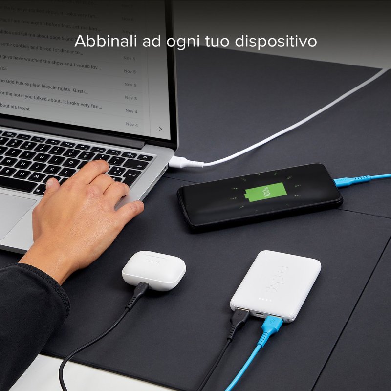 USB to USB-C data and charging cable kit with 3 colours