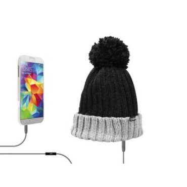 Winter hat with built-in stereo headphones and microphone