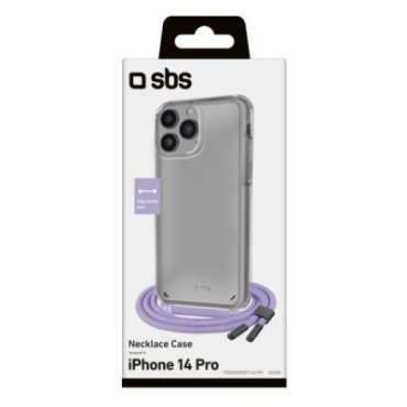 Transparent cover with coloured neck strap for iPhone 14 Pro