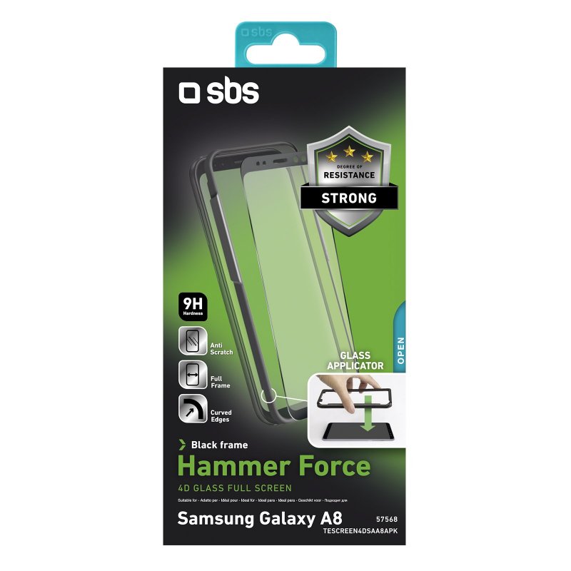 Glass Screen protector 4D Full Screen for Samsung Galaxy A8 with applicator