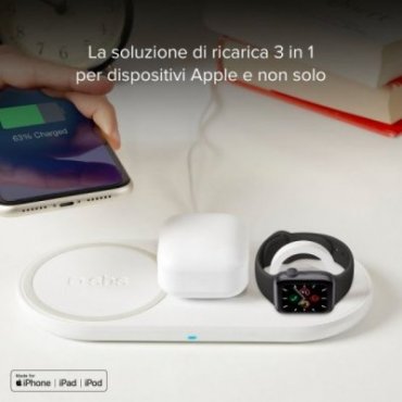 Per iPhone/AirPods/iWatch Serie Caricabatterie wireless portatile 3 in 1  (nero)