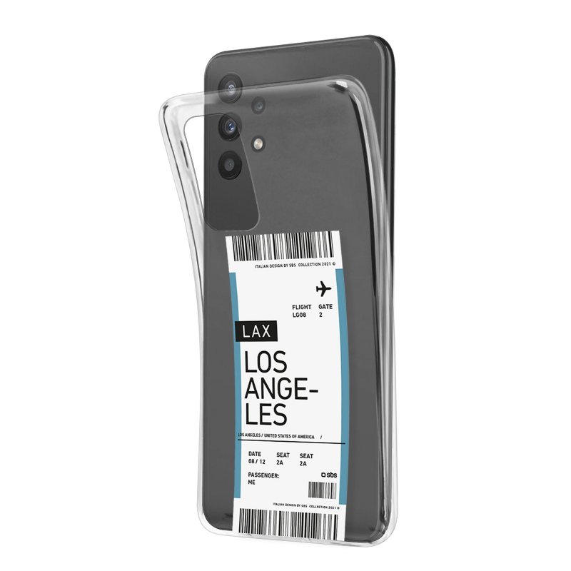 Transparent soft cover with airline ticket texture for Samsung Galaxy A32 4G