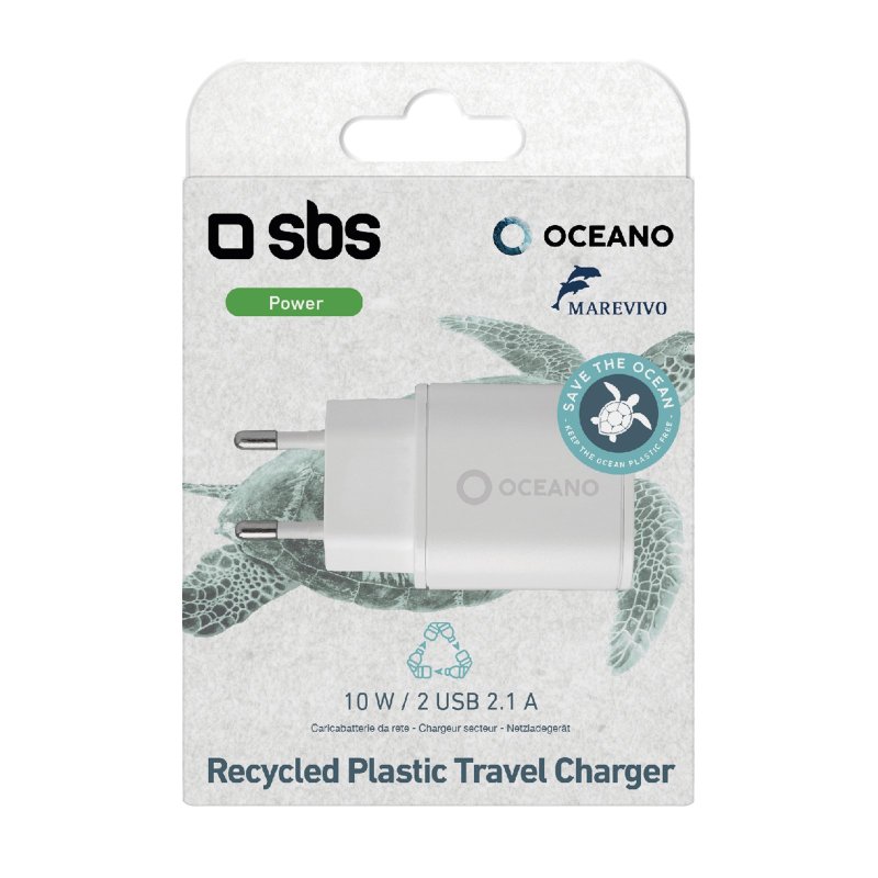 10 Watt travel charger made with recycled plastic