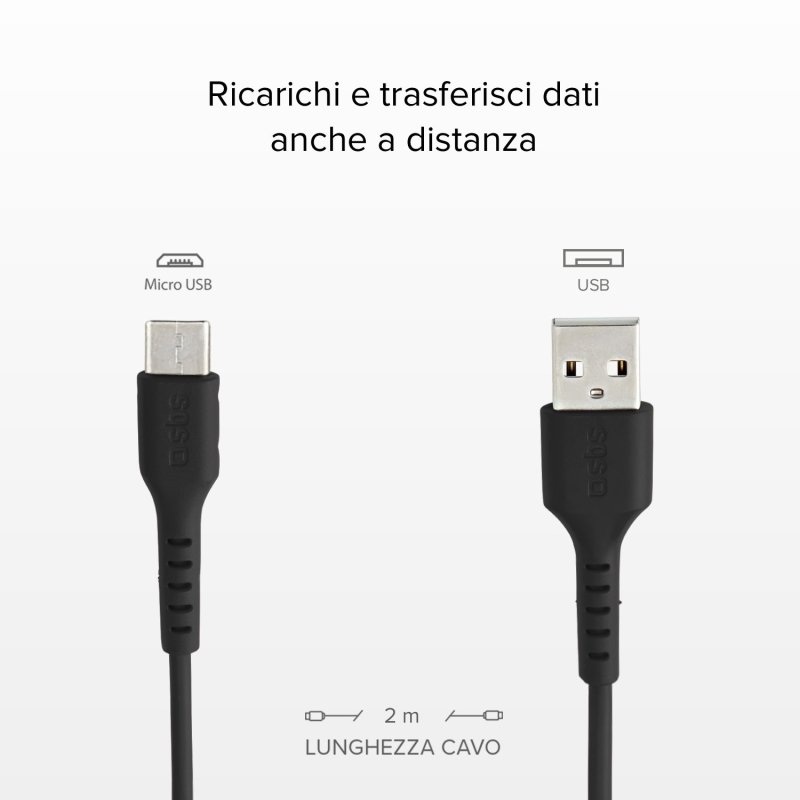 Micro USB Cavo Dati per Alcatel 3l cavo di ricarica bianco 1,0m 