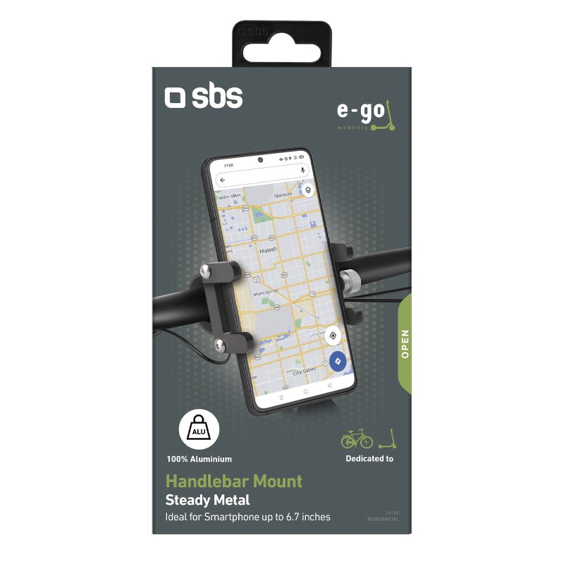 Aluminium mobile phone holder for bicycles or scooters