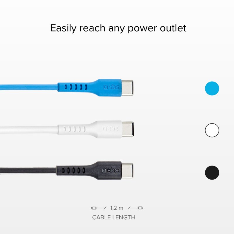 USB-C to USB-C data and charging cable kit with 3 colours