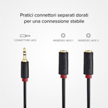 Audio stereo cable 3,5mm jack with splitter for mobile and smartphones