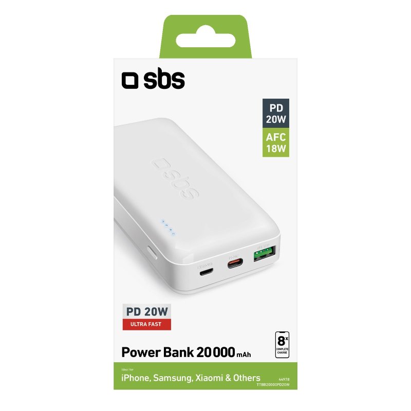 20000 mAh multi-port power bank with 20W Power Delivery technology