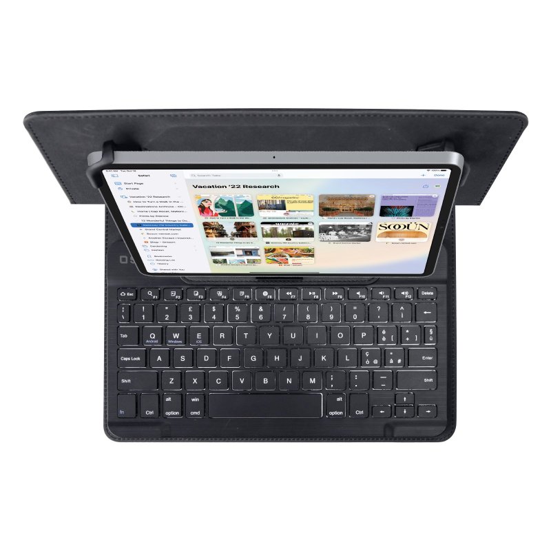 Universal wireless keyboard with integrated book cover
