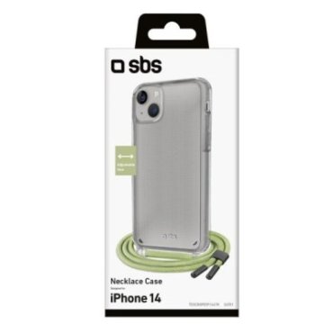 Transparent cover with coloured neck strap for iPhone 14