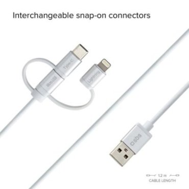 SBS 3 in 1 Câble (USB, USB C, MicroUSB, Lightning, 1.2 m) - Interdiscount