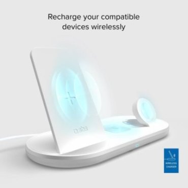 QI wireless charger with stand for smartphones, earphones and Apple Watches