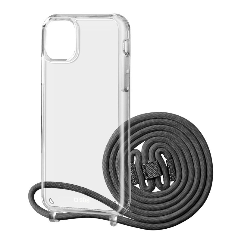 Transparent cover with coloured neck strap for iPhone 13