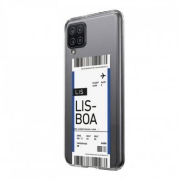 Transparent soft cover with airline ticket texture for Samsung Galaxy A12/M12