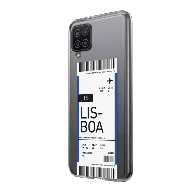 Transparent soft cover with airline ticket texture for Samsung Galaxy A12/M12