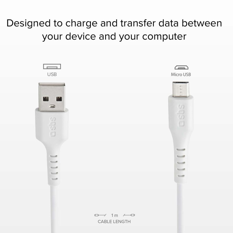 SYSTEM-S Micro USB Data Cable Charging Cable with 90 Degree Angled 90 ° Angle Plug Right 140 cm