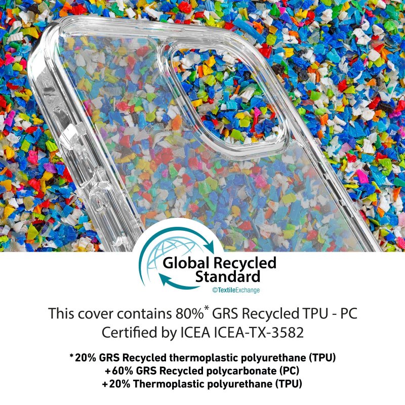 Eco-sustainable cover made from recycled materials for iPhone 15 Pro